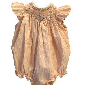 Carriage Boutiques Peach Seersucker Smocked Bubble